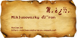 Miklusovszky Áron névjegykártya